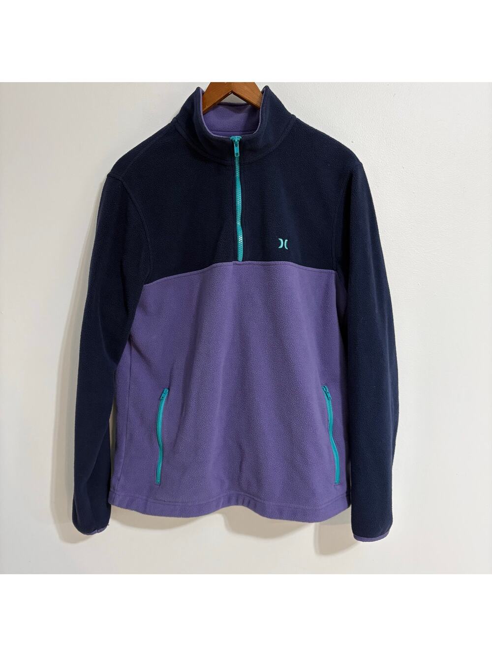 Hurley Women's Small Colorblock Quarter Zip Lightweight Fleece Jacket Purple